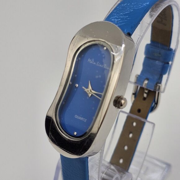 Main Line Time Women's Watch 20MM Blue Dial Blue Leather Bands New Battery - Picture 3 of 14